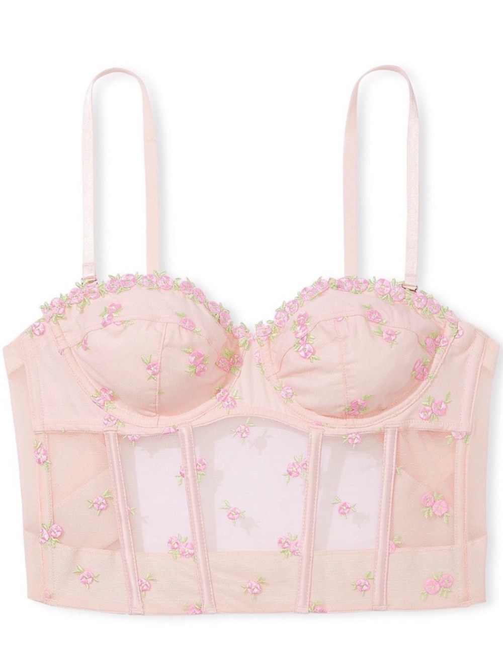 Victoria’s Secret Rosebud‎ Embroidery Strapless Corset Top | 32DD (E) | Plunge